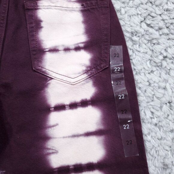 PacSun Eco Raspberry Tie Dye High Waisted Straight Leg Jeans Size 22 Purple Crop - Picture 5 of 11